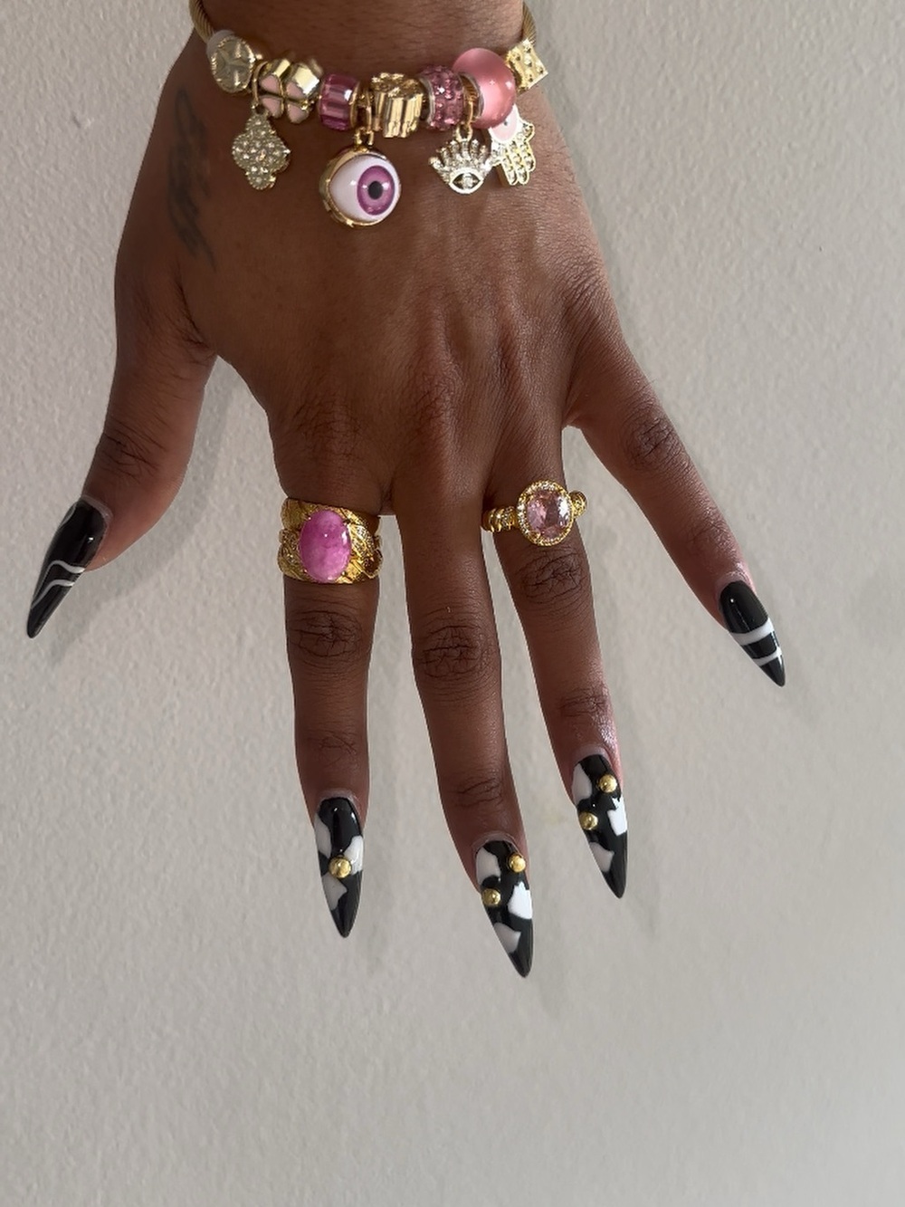 Gold Plated Pink Evil Eye Bracelet